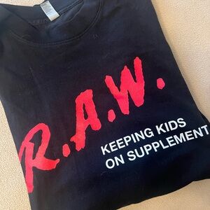 R.A.W. Women's Black Tee with Red Lettering